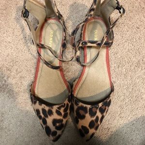New animal print ankle strap flats
